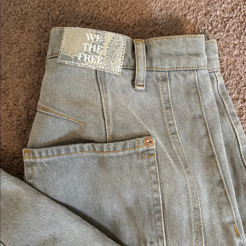 Free People We The Free Good Luck Barrel Jeans in gray NWT - Picture 9 of 11